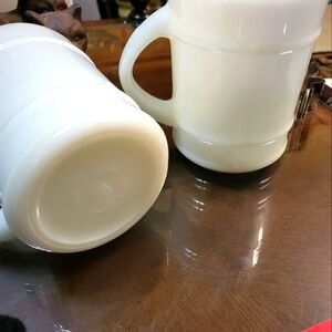 Milk glass mugs (two)